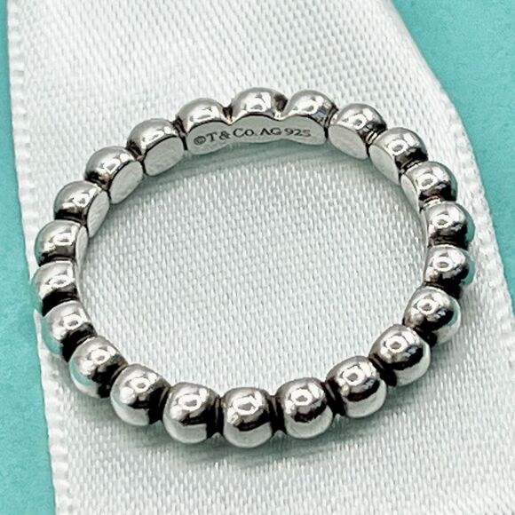 Tiffany & Co Ziegfeld Beaded Stacking Ring-  925 Sterling Silver - Size 7 - Picture 14 of 14